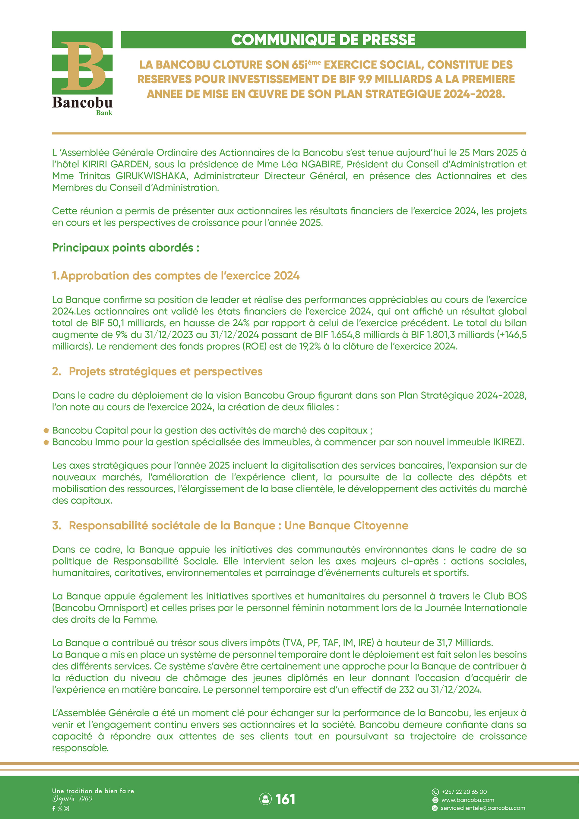 Communiqué de presse